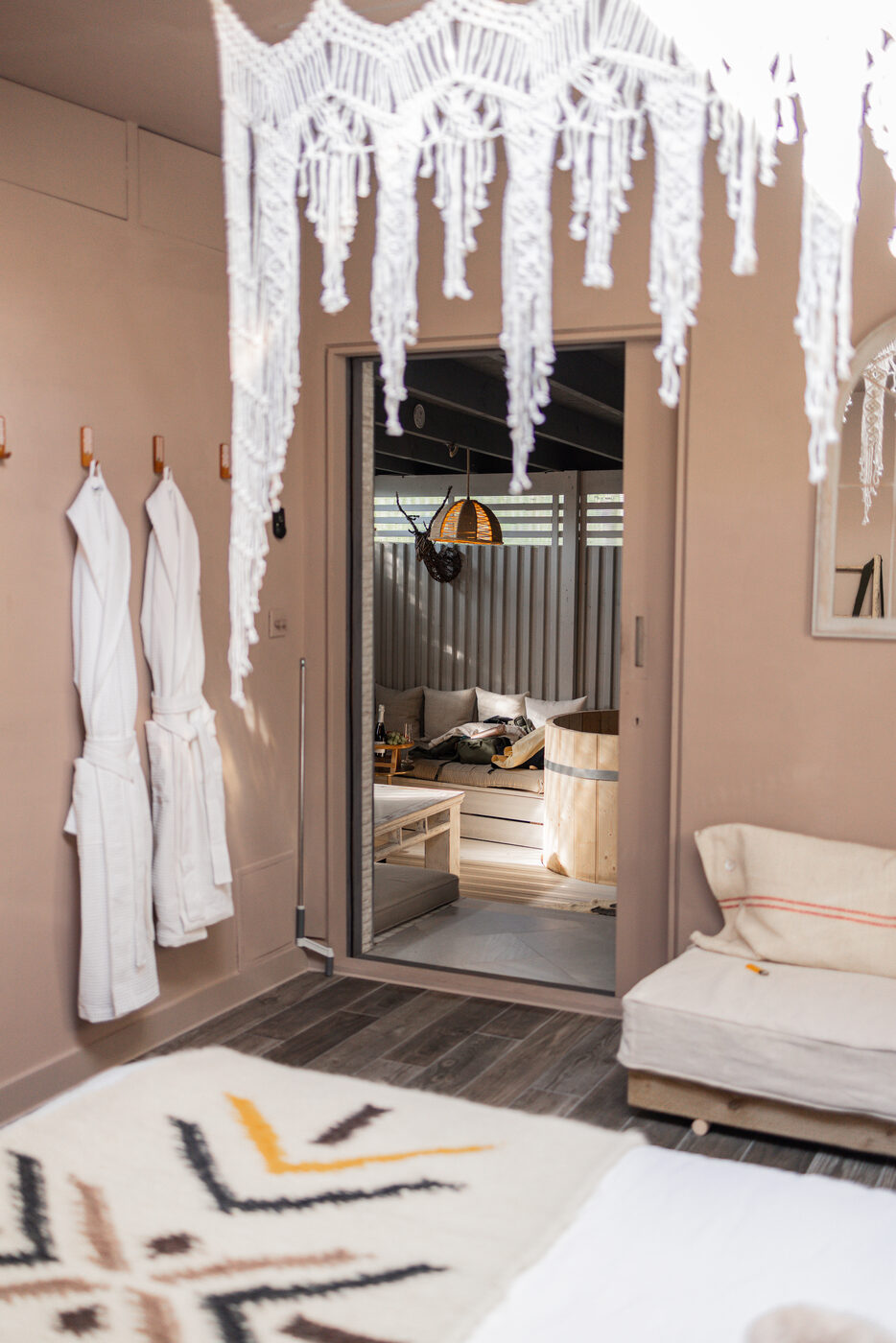 Relaxation area with robes