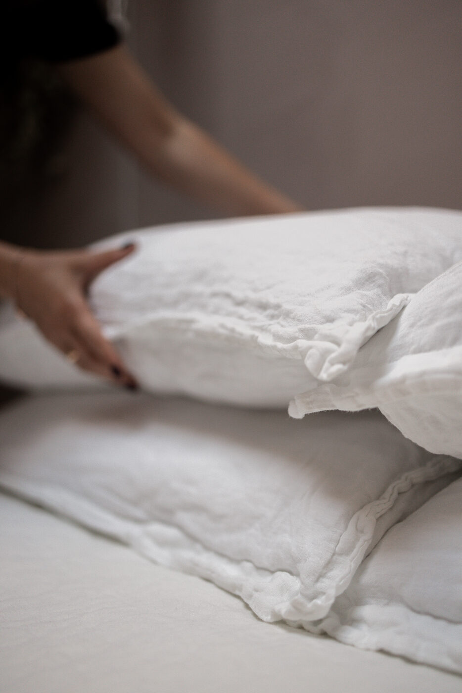 Crisp linen bedding